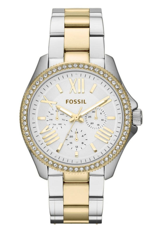  Shop Authentic Fossil Cecile White Dial Two Tone Steel Strap Watch for Women - AM4543 - Luxxuri