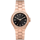  Shop Authentic Michael Kors Lennox Three-Hand Black Dial Rose Gold Steel Strap Watch For Women - MK7233 - Luxxuri