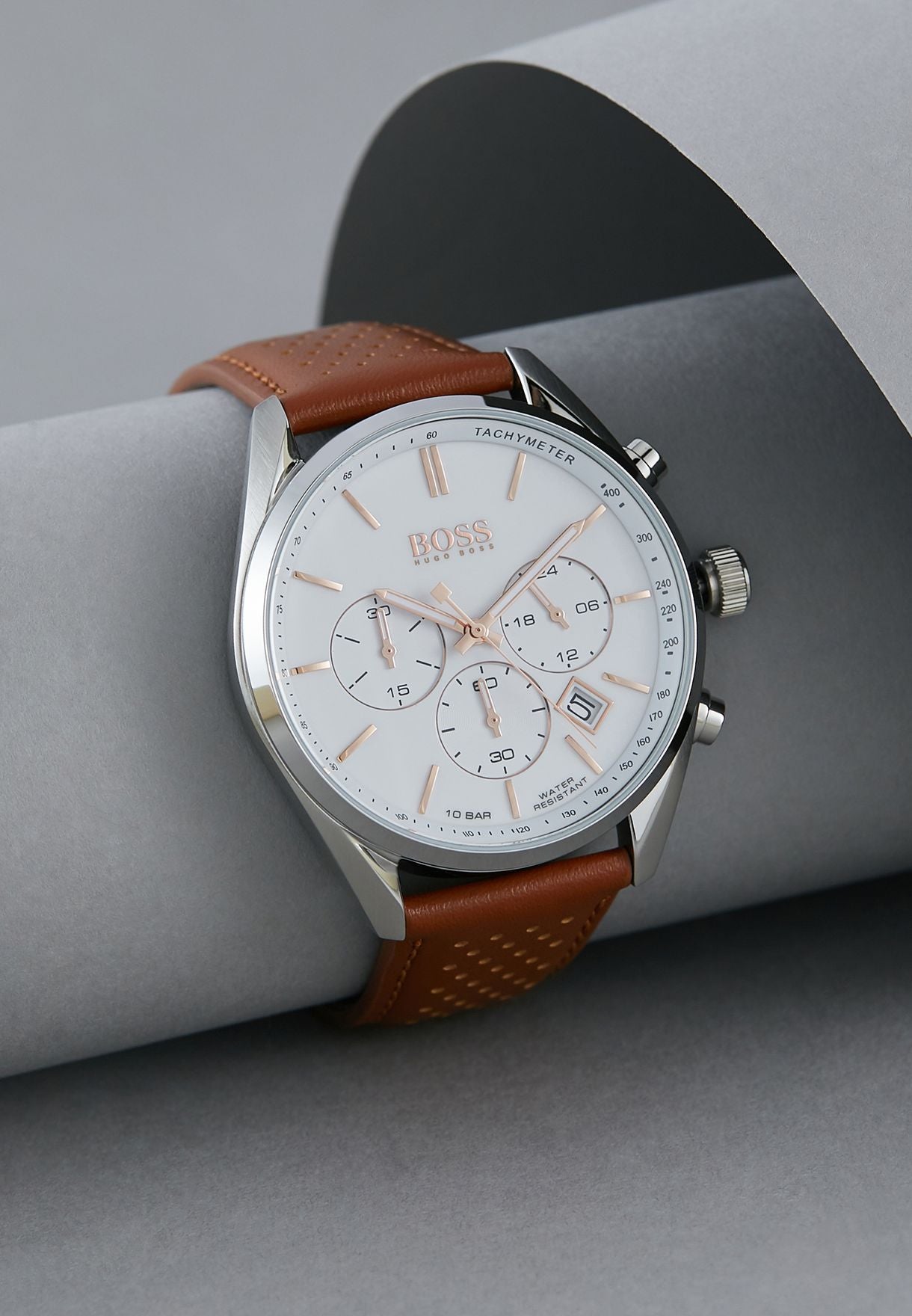  Shop Authentic Hugo Boss Champion White Dial Brown Leather Strap Watch for Men - 1513879 - Luxxuri