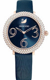  Shop Authentic Swarovski Crystal Frost Blue Dial Blue Leather Strap Watch for Women - 5484061 - Luxxuri