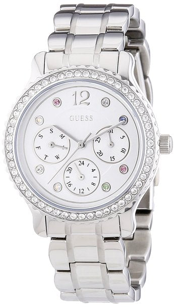  Shop Authentic Guess Enchanting Diamonds Silver Dial Silver Steel Strap Watch for Women - W0305L1 - Luxxuri