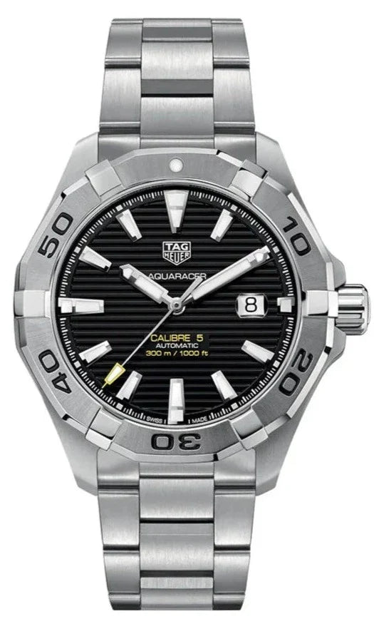  Shop Authentic Tag Heuer Aquaracer Automatic Black Dial Silver Steel Strap Watch for Men - WAY2010.BA0927 - Luxxuri