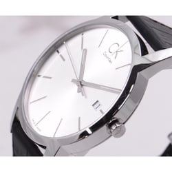  Shop Authentic Calvin Klein City Date Silver Dial Black Leather Strap Watch for Men - K2G2G1C6 - Luxxuri