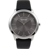  Shop Authentic Calvin Klein Minimal Black Dial Black Leather Strap Watch for Men - K3M211C4 - Luxxuri