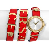  Shop Authentic Versace V-Flare Quartz Silver Dial Red Leather Strap Watch for Women - VEBN00418 - Luxxuri
