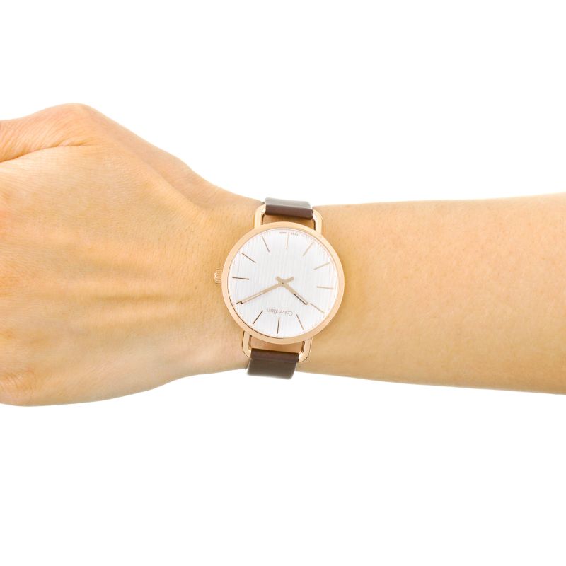  Shop Authentic Calvin Klein Even White Dial Brown Leather Strap Watch for Women - K7B236G6 - Luxxuri