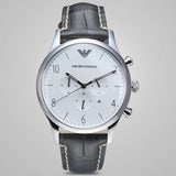  Shop Authentic Emporio Armani Classic Chronograph Silver Dial Grey Leather Strap Watch For Men - AR1861 - Luxxuri