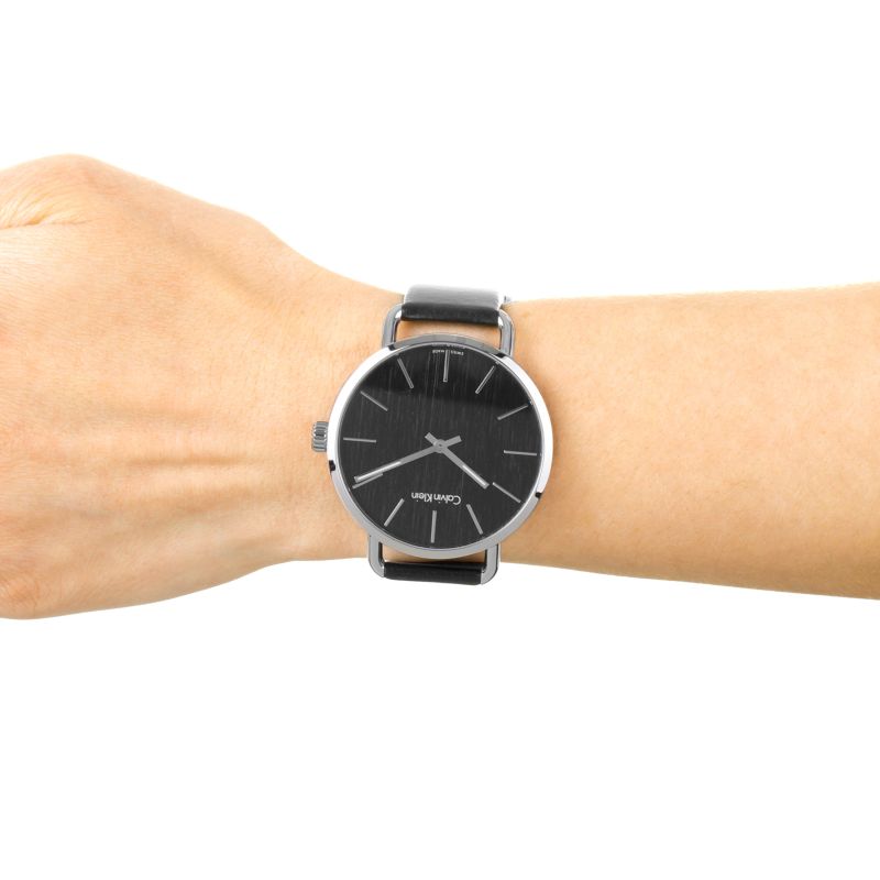  Shop Authentic Calvin Klein Even Black Dial Black Leather Strap Watch for Women - K7B211C1 - Luxxuri