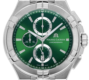  Shop Authentic Maurice Lacroix Aikon Chronograph Green Dial Silver Steel Strap Watch For Men - AI1018-SS002-630-1 - Luxxuri