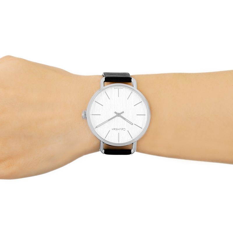  Shop Authentic Calvin Klein Even White Dial Black Leather Strap Watch for Women - K7B211C6 - Luxxuri