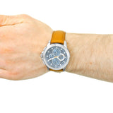  Shop Authentic Michael Kors Ryker Chronograph Analog Blue Dial Brown Leather Strap Watch For Men - MK8518 - Luxxuri