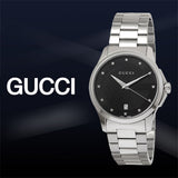  Shop Authentic Gucci G Timeless Diamonds Black Dial Silver Steel Strap Watch For Men - YA126456 - Luxxuri