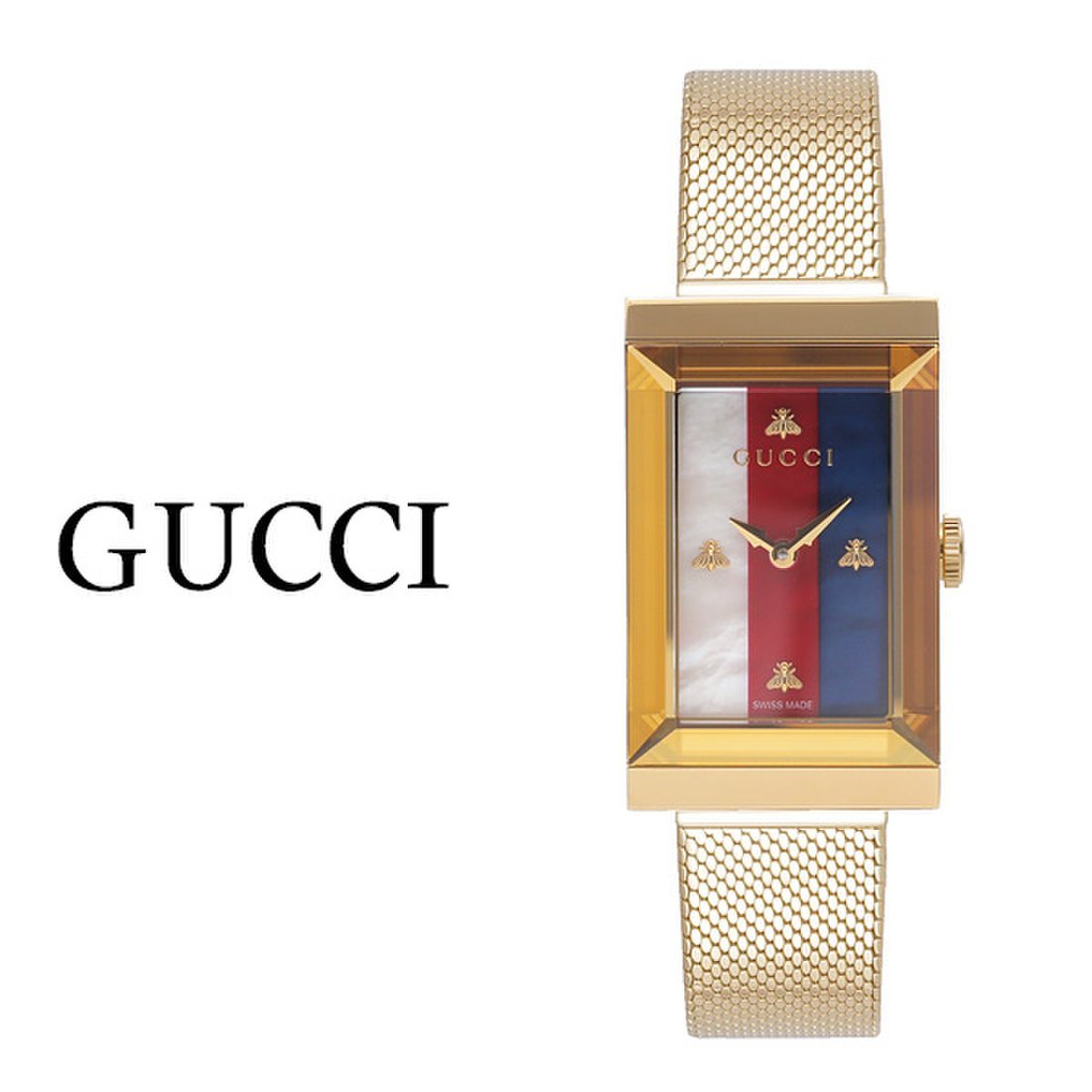  Shop Authentic Gucci G-Frame Mother of Pearl Dial Yellow Gold Mesh Bracelet Watch For Women - YA147410 - Luxxuri