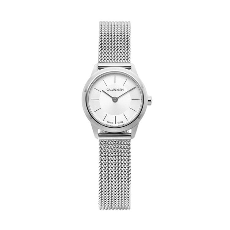  Shop Authentic Calvin Klein Minimal White Dial Silver Mesh Bracelet Watch for Women - K3M23126 - Luxxuri