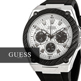  Shop Authentic Guess Legacy White Dial Black Rubber Strap Watch For Men - W1049G3 - Luxxuri