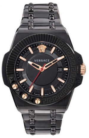  Shop Authentic Versace Chain Reaction Quartz Black Dial Black Steel Strap Watch for Men - VEDY00719 - Luxxuri
