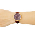 Fossil Jacqueline Burgundy Dial Burgundy Leather Strap Watch for Women  - ES4099