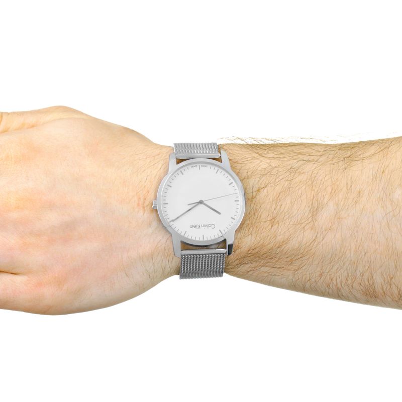  Shop Authentic Calvin Klein City Chronograph White Dial Silver Mesh Bracelet Watch for Men - K2G2G126 - Luxxuri