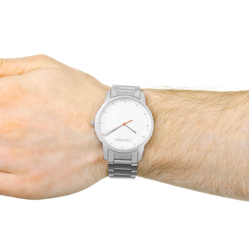  Shop Authentic Calvin Klein City Quartz White Dial Silver Steel Strap Watch for Men - K2G2G1Z6 - Luxxuri