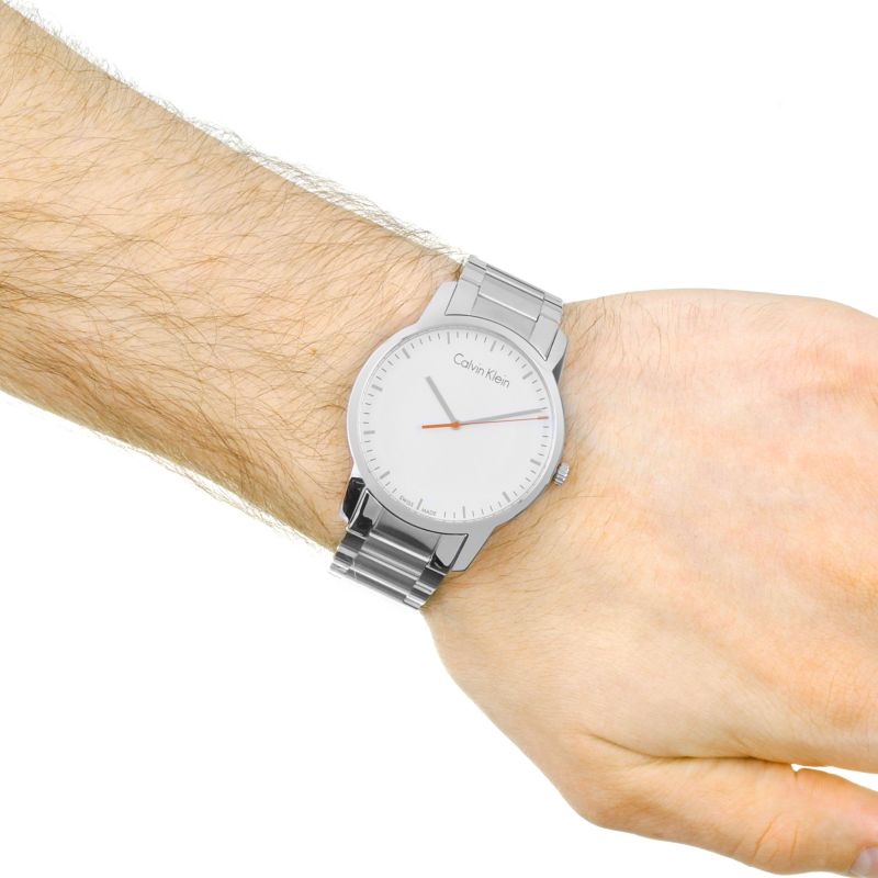  Shop Authentic Calvin Klein City Quartz White Dial Silver Steel Strap Watch for Men - K2G2G1Z6 - Luxxuri