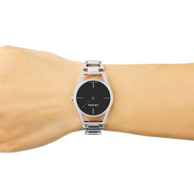  Shop Authentic Calvin Klein Dainty Black Dial Silver Steel Strap Watch for Women - K7L23141 - Luxxuri