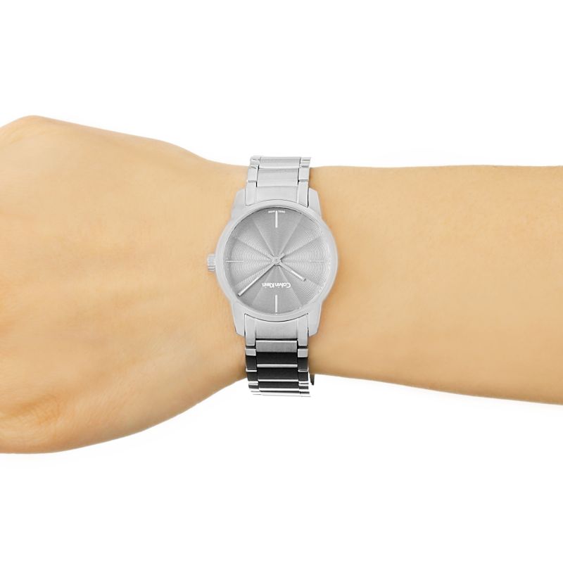  Shop Authentic Calvin Klein City Grey Dial Silver Steel Strap Watch for Women - K2G23144 - Luxxuri