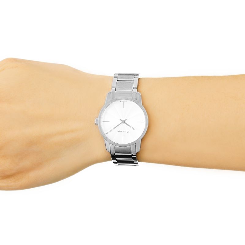  Shop Authentic Calvin Klein City White Dial Silver Steel Strap Watch for Women - K2G23146 - Luxxuri