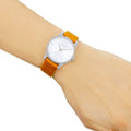  Shop Authentic Calvin Klein City Silver Dial Orange Leather Strap Watch for Women - K2G231G6 - Luxxuri
