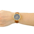 Movado Heritage Celestograf Navy Blue Dial Brown Leather Strap Watch For Women - 3650010