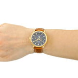  Shop Authentic Movado Heritage Celestograf Navy Blue Dial Brown Leather Strap Watch For Women - 3650010 - Luxxuri