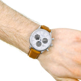  Shop Authentic Movado Heritage Calendoplan Chronograph White Dial Brown Leather Strap Watch for Men - 3650008 - Luxxuri