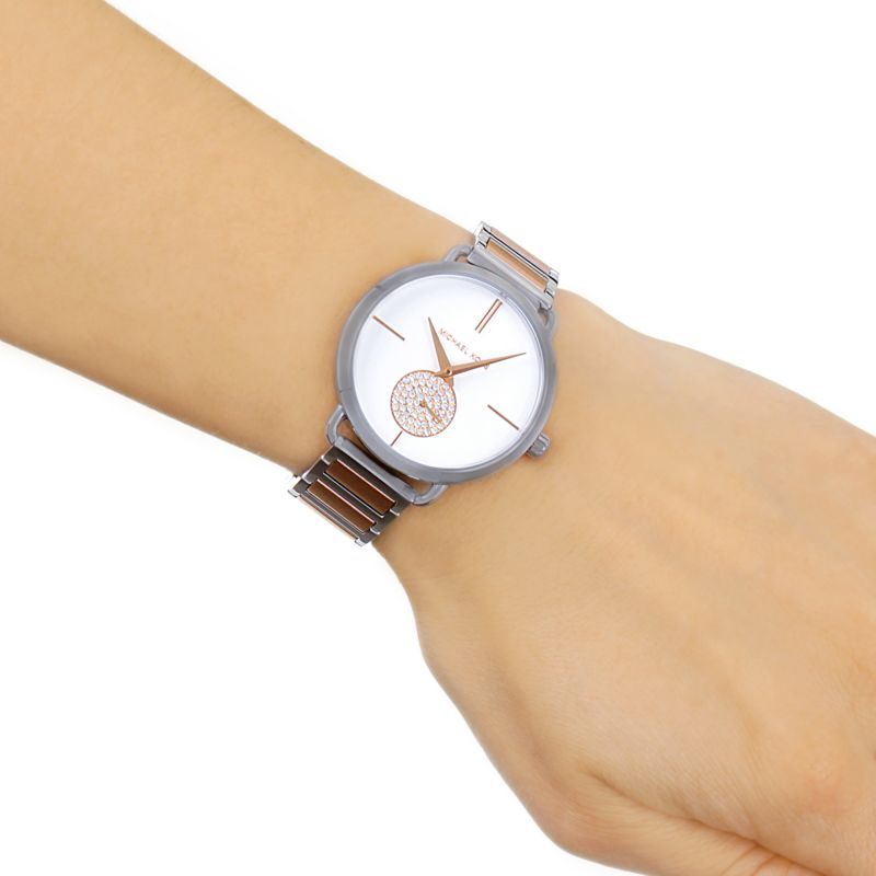  Shop Authentic Michael Kors Portia Quartz Silver Dial Two Tone Steel Strap Watch For Women - MK3709 - Luxxuri