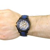  Shop Authentic Fossil Modern Machine Automatic Skeleton Blue Dial Two Tone Steel Strap Watch for Men - ME3133 - Luxxuri