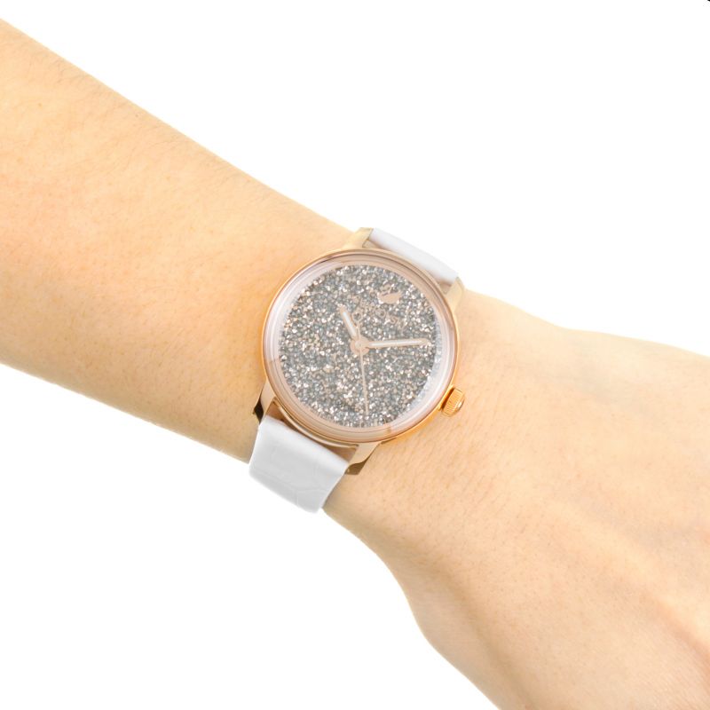  Shop Authentic Swarovski Crystalline Hours Quartz Grey Dial Black Leather Strap Watch for Women - 5344635 - Luxxuri