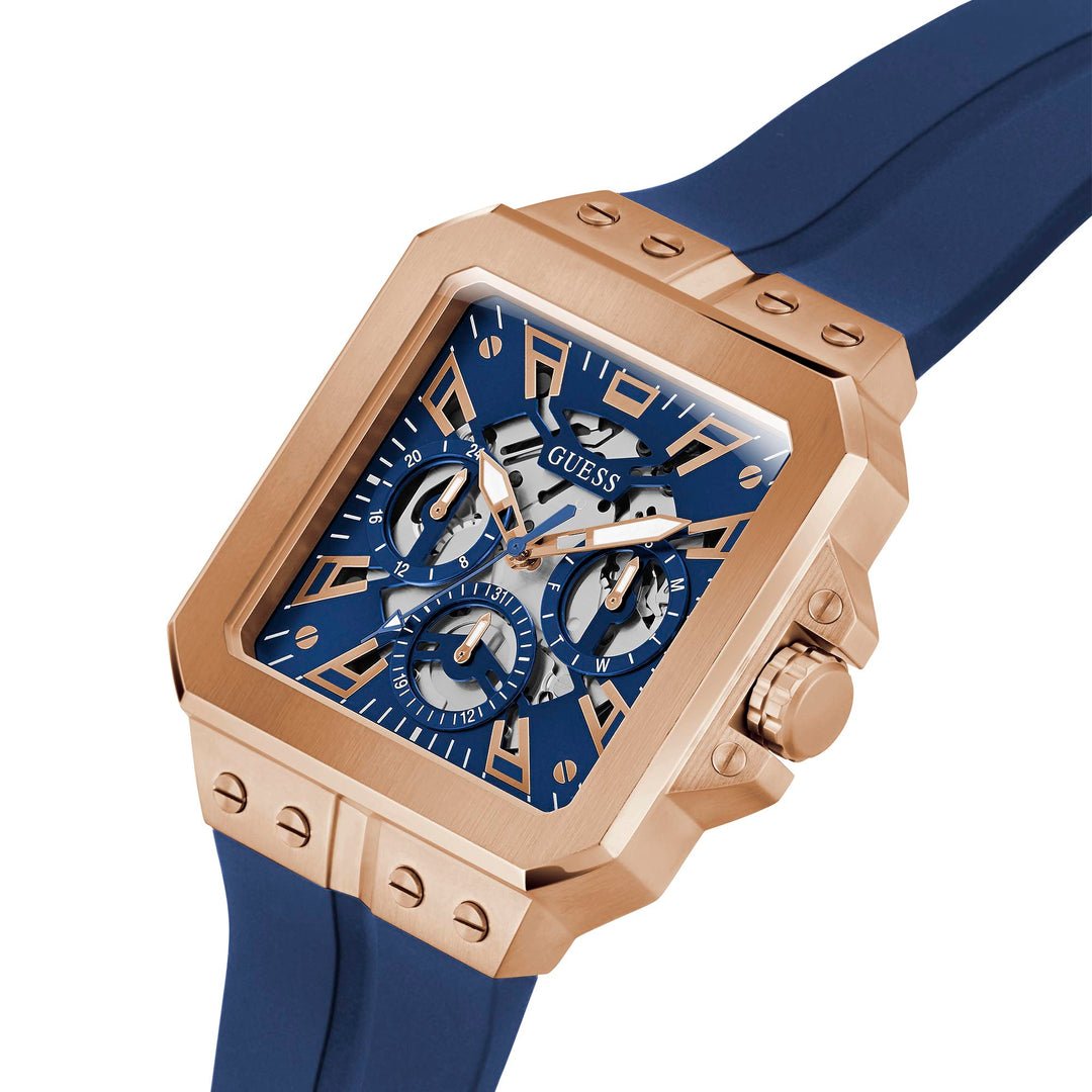  Shop Authentic Guess Leo Chronograph Blue Dial Blue Silicone Strap Watch For Men - GW0637G3 - Luxxuri