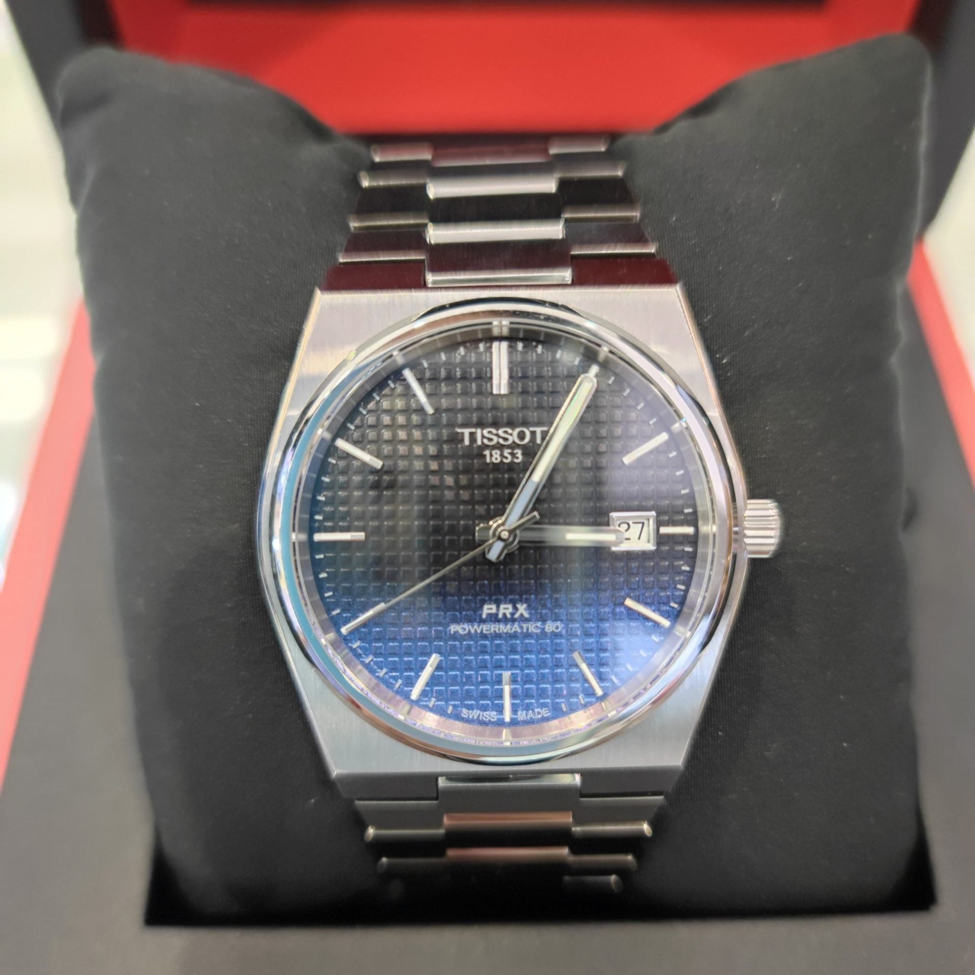 Tissot Powermatic 80 Automatic Gradient Blue Dial Silver Steel Strap Watch for Men - T137.407.11.051.01