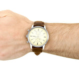  Shop Authentic Fossil Townsman Chronograph White Dial Brown Leather Strap Watch for Men - FS5350 - Luxxuri