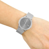  Shop Authentic Calvin Klein Minimal Black Dial Silver Mesh Bracelet Watch for Women - K3M22123 - Luxxuri