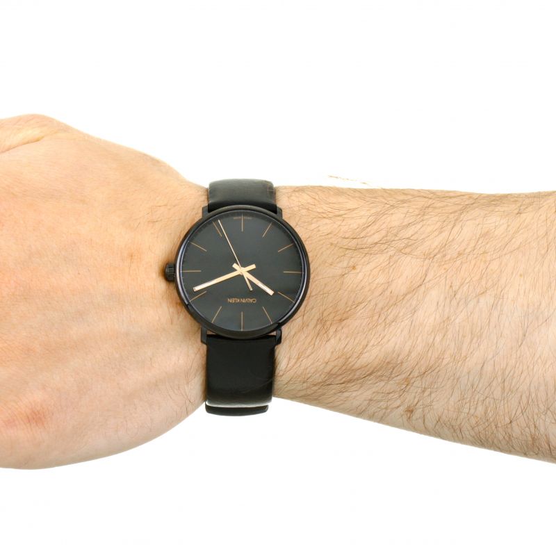  Shop Authentic Calvin Klein High Noon Quartz Black Dial Black Leather Strap Watch for Men - K8M214CB - Luxxuri
