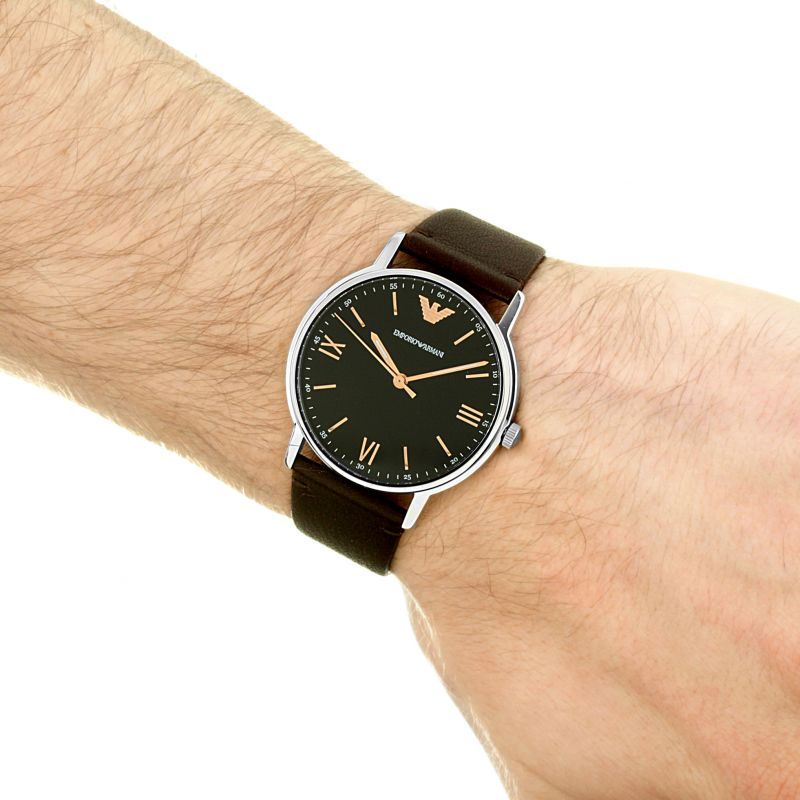 Shop Authentic Emporio Armani Kappa Quartz Black Dial Brown Leather Strap Watch For Men - AR11153 - Luxxuri