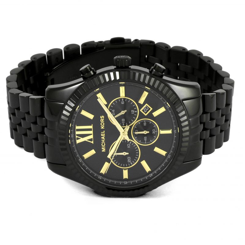  Shop Authentic Michael Kors Lexington Chronograph Black Dial Black Steel Strap Watch for Men - MK8603 - Luxxuri
