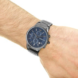  Shop Authentic Emporio Armani Renato Chronograph Blue Dial Grey Steel Strap Watch For Men - A11215 - Luxxuri