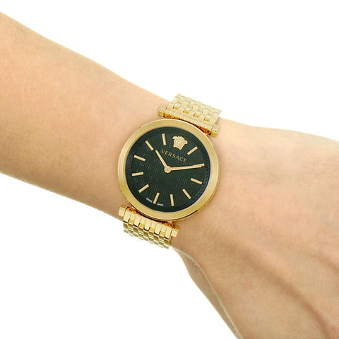  Shop Authentic Versace V-Twist Black Dial Gold Mesh Bracelet Watch for Women - VELS00819 - Luxxuri