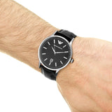  Shop Authentic Emporio Armani Renato Analog Black Dial Black Leather Strap Watch For Men - AR11186 - Luxxuri
