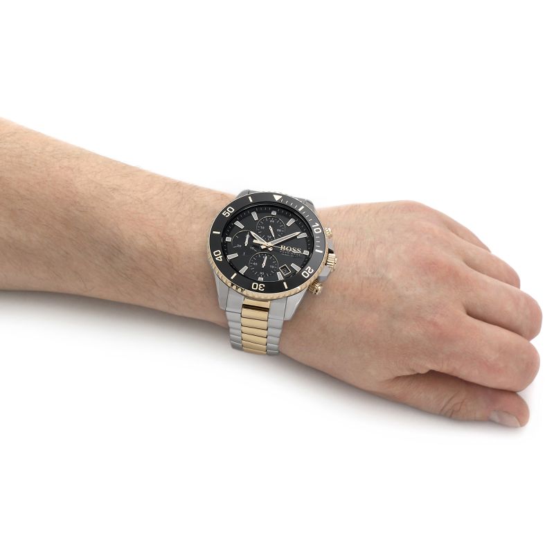  Shop Authentic Hugo Boss Admiral Black Dial Two Tone Steel Strap Watch for Men - 1513908 - Luxxuri