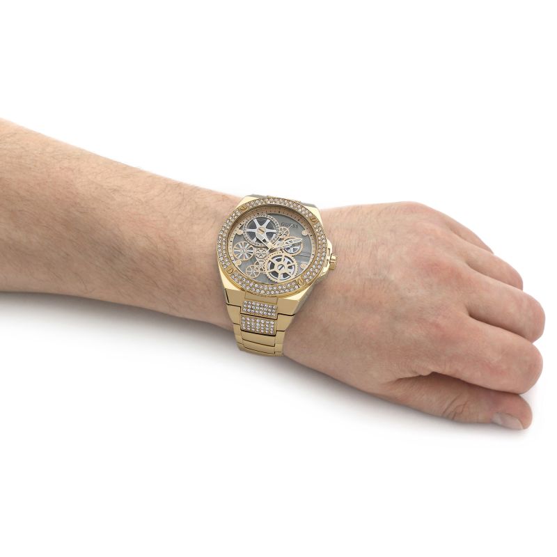  Shop Authentic Guess Viva Diamonds Gold Dial Gold Steel Strap Watch for Women - W0111L2 - Luxxuri