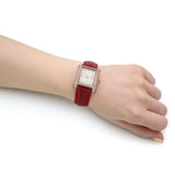  Shop Authentic Michael Kors Emery Quartz Diamonds Silver Dial Red Leather Strap Watch For Women - MK4689 - Luxxuri