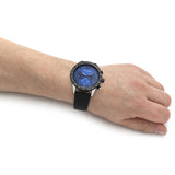  Shop Authentic Emporio Armani Mario Chronograph Blue Dial Black Leather Strap Watch For Men - AR11522 - Luxxuri