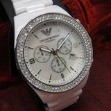  Shop Authentic Emporio Armani Ceramica Chronograph White Dial White Ceramic Strap Watch For Women - AR1456 - Luxxuri