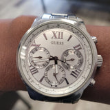  Shop Authentic Guess Sunrise Multifunction Quartz White Dial Silver Steel Strap Watch For Women - W0330L3 - Luxxuri